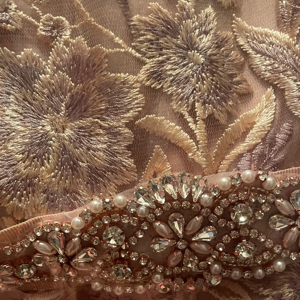 Tadashi Shoji Gold Lace Long Sleeve Dress - Picture 3 of 4